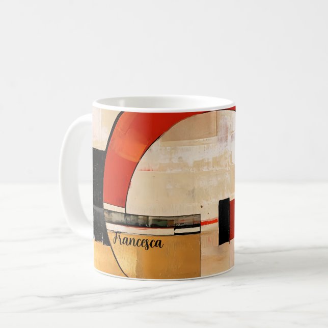 Mug Elégance céleste : Exploration Abstraite en beige (Devant gauche)