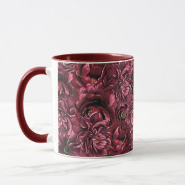 Mug Élégance des fleurs bordeaux