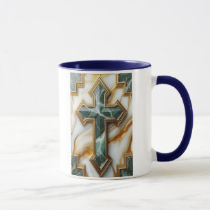 Mug Élégance en Pierre Croix de marbre dorée