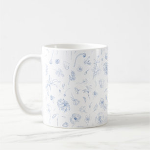 Mug Élégance esthétique Beau Floral Motif bleu