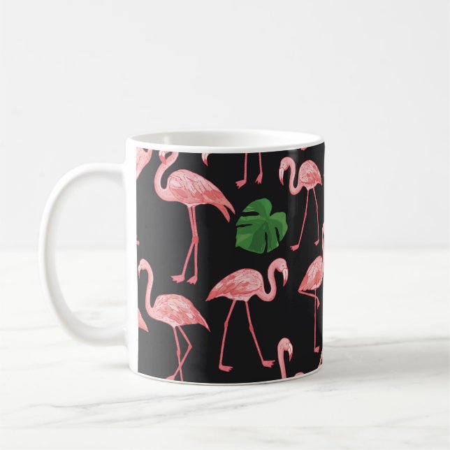 Mug Élégance Flamant rose : Fusion Monstera Vintage. (Gauche)