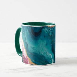 Mug Élégance Marbre Sarcelle et Cramoisi