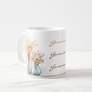 Mug Elégance rustique Nom floral Couleurs douces perso