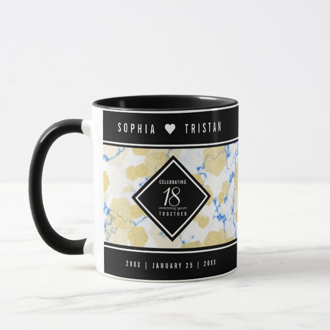 Mug Élégant 18ème anniversaire de Mariage de porcelain (Gauche)