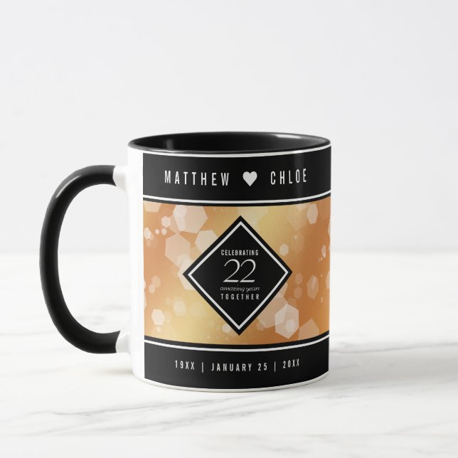 Mug Élégant 22e anniversaire de Mariage de cuivre (Gauche)
