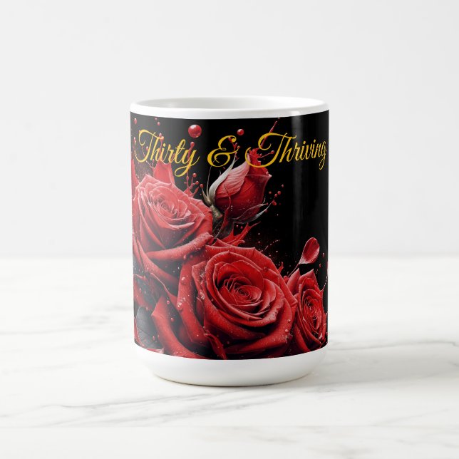 Mug Elégant 30e anniversaire - Roses en fleurs (Centre)