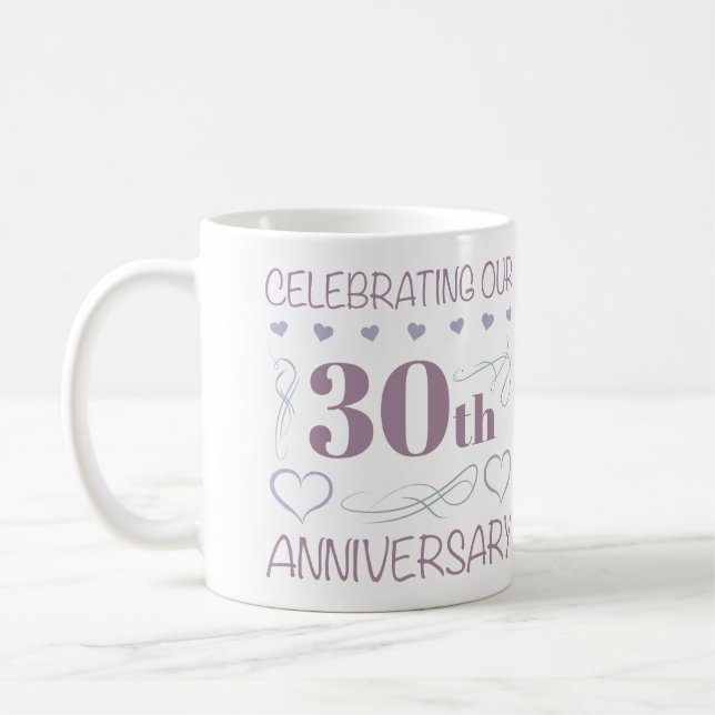 Mug Elégant 30ème anniversaire de Mariage violet (Gauche)