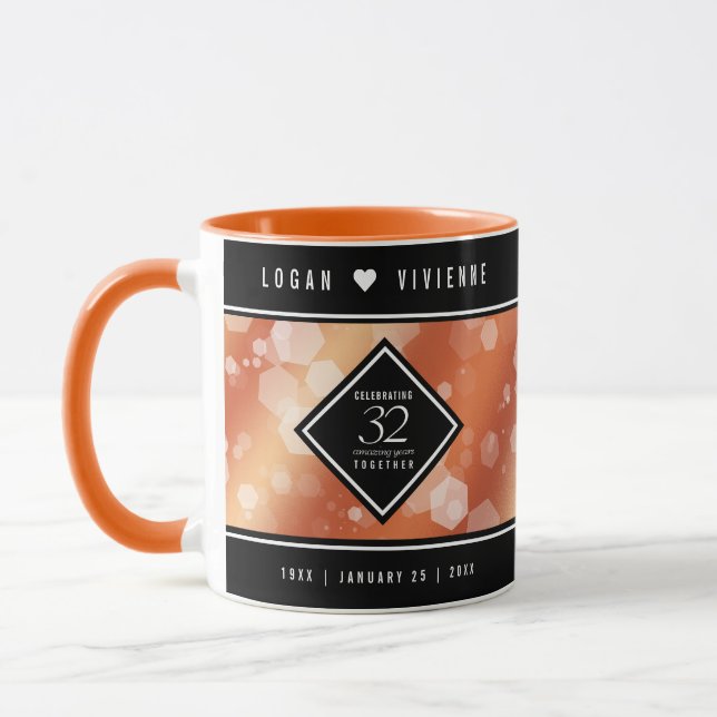 Mug Élégant 32ème anniversaire de Mariage de bronze (Gauche)