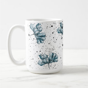 Mug Elégant acier bleu Design floral