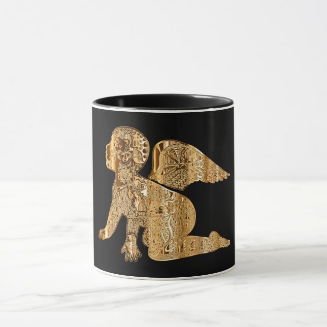Mug Élégant Ange doré brillant Noir et Or (Centre)
