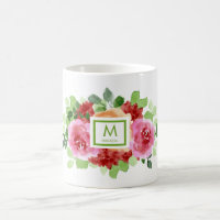 Elégant aquarelle bouquet floral Monogramme