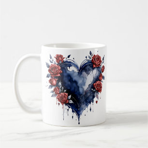 Mug Élégant arrangement rose avec feuillage doré