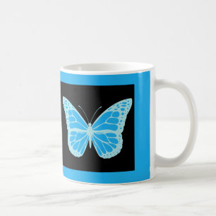 Mug Élégant Arrière - plan noir papillon bleu