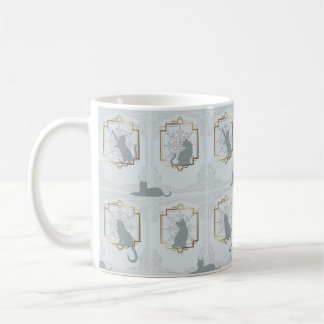 Mug Elegant Art Deco Cats - Light Gray