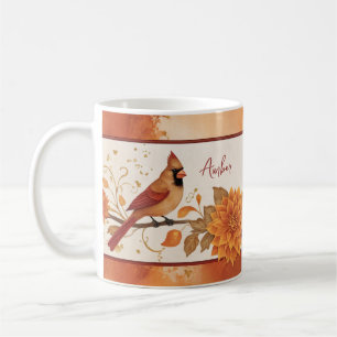 Mug Élégant automne Cardinaux du Nord Accents floraux