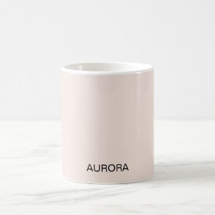 Mug Élégant Beige Bleu Nom personnalisé -
