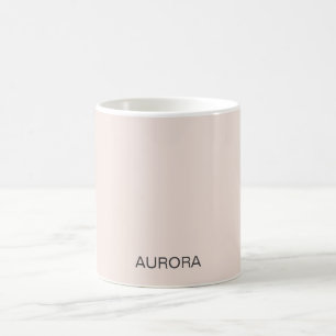 Mug Élégant Beige Bleu Nom personnalisé -