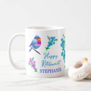Mug Elegant Bird Oubliez Moi Pas Floral Bonne Retraite