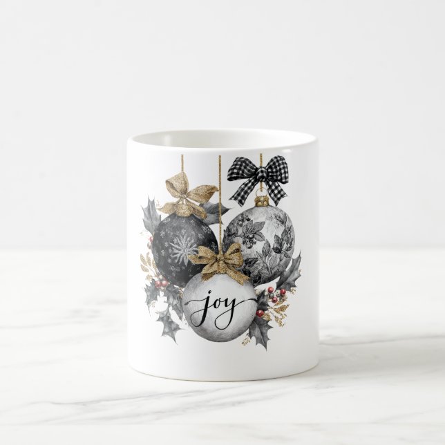 Mug Elegant Black and White Christmas Ornaments  (Centre)