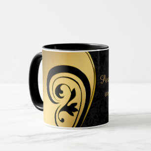 Mug Elégant Black & Gold Art Design Personnalisez le c