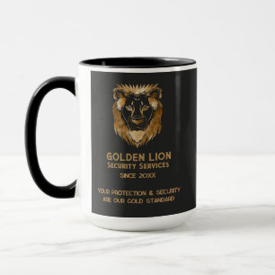 Mug Élégant Black Gold Lion Luxe Business Logo