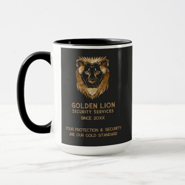 Mug Élégant Black Gold Lion Luxe Business Logo (Gauche)
