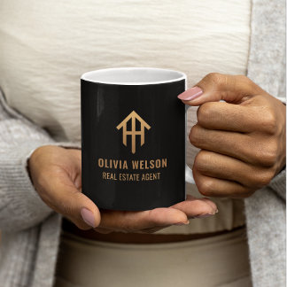 Mug Elegant Black & Gold Realtor Broker Business Logo