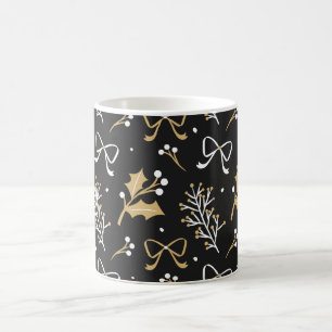 Mug Elegant Black Mistletoe et Ribbon Christmas