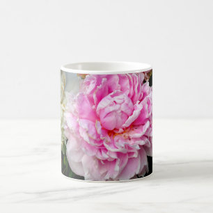 Mug Élégant blanc rose fleurs florales pivoines