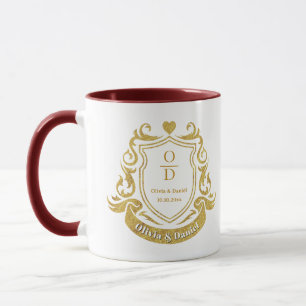 Mug Élégant blason doré personnalisé pour mariage