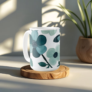 Mug Elégant bleu Aqua motifs floraux Conception de la