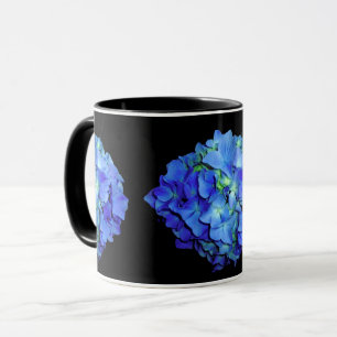 Mug Elégant bleu floral bleu rose hydrangée bleue