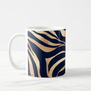 Mug Elégant bleu marine Gold Zebra Imprimer