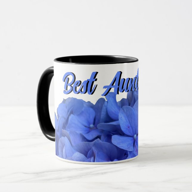 Mug Elégant bleu perwinkle hydrangée florale (Devant gauche)