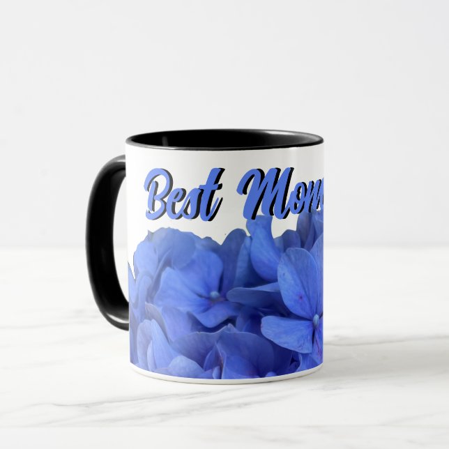 Mug Elégant bleu perwinkle hydrangée florale (Devant gauche)