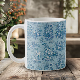 Mug Élégant Bleu Sarcelle Toile De Jouy Française Vint