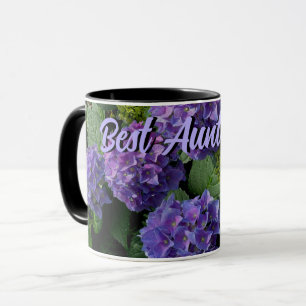 Mug Elégant bleu violet magenta vert hydrangée florale