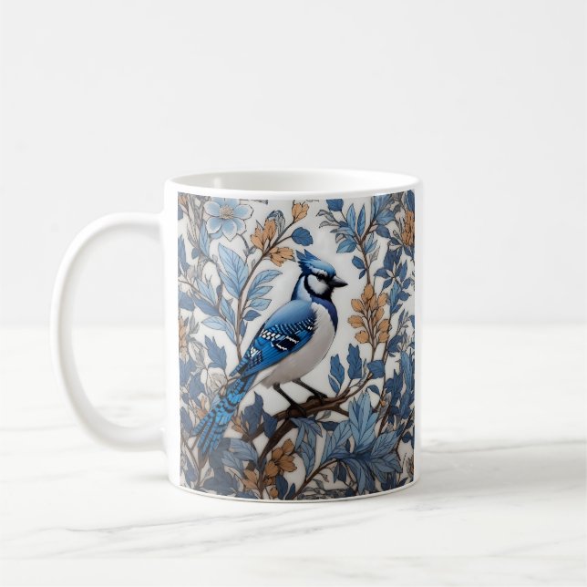 Mug Elégant Blue Jay William Morris inspiré (Gauche)