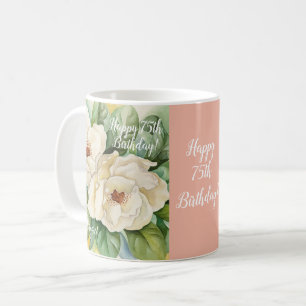 Mug Elégant Blush Pink 75th Birthday Floral Ajouter u