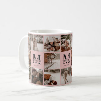 Mug Élégant Blush Pink Multi-Photo Collectionner