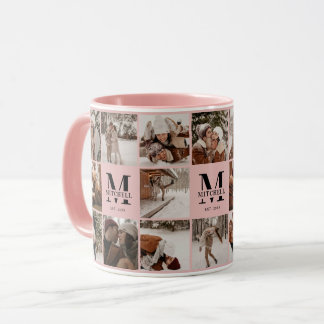 Mug Élégant Blush Pink Multi-Photo Collectionner