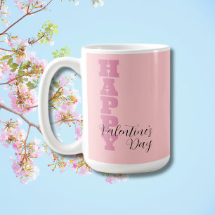 Mug Elégant bonbon rose et noir Joyeux Valentines Day