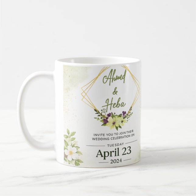 Mug Elegant Botanical Wedding Invitation (Gauche)