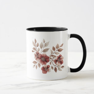 Mug Élégant Bouquet Floral Aquarelle Bourgogne