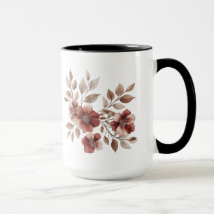 Mug Élégant Bouquet Floral Aquarelle Bourgogne