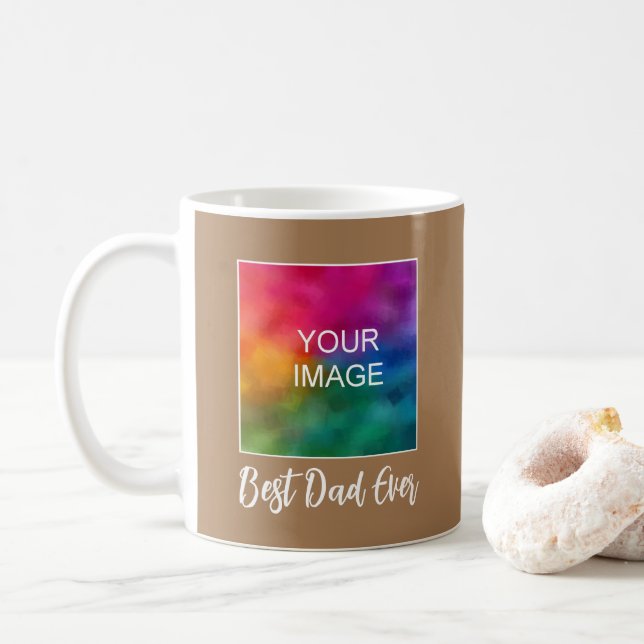 Mug Élégant Brown Script meilleur papa jamais Modèle (Avec donut)