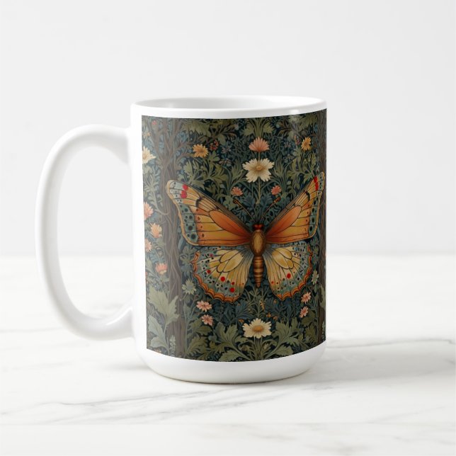 Mug Élégant buho rétro papillon botanique verdure (Gauche)