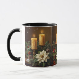 Mug Elegant candle Christmas holly pine warm festive 