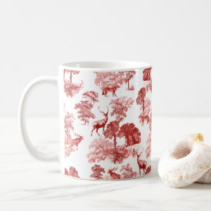 Mug Elégant cerf en toile rouge Vintage dans le bois