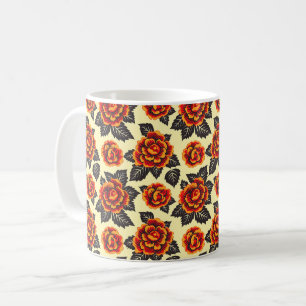 Mug Élégant Chic Moderne Fleurs Orange
